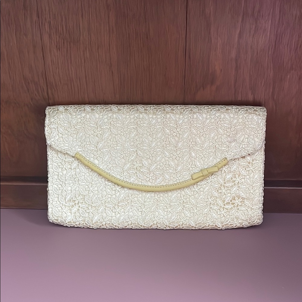 Banana Republic Elegant Cream Lace Clutch